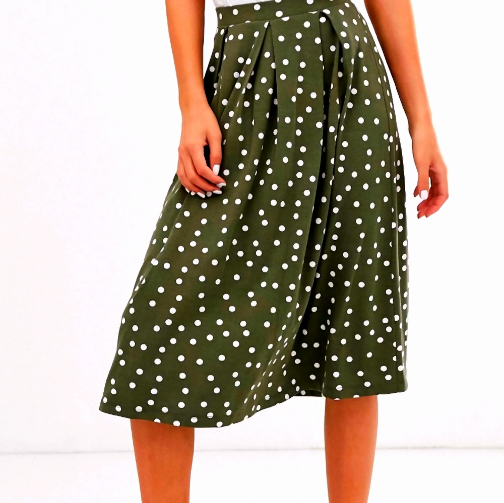 Dark green/polka dot Swinging Skirt